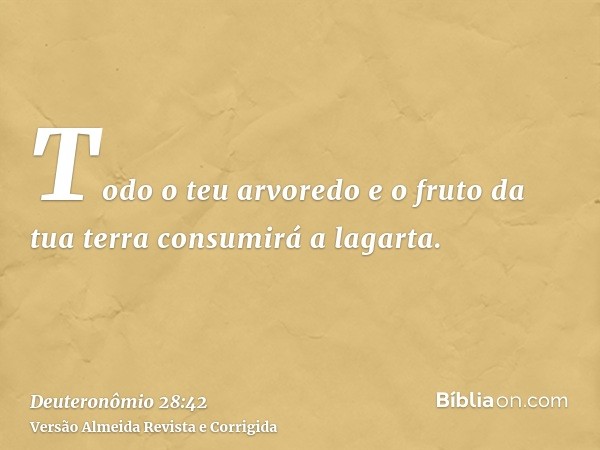 Todo o teu arvoredo e o fruto da tua terra consumirá a lagarta.