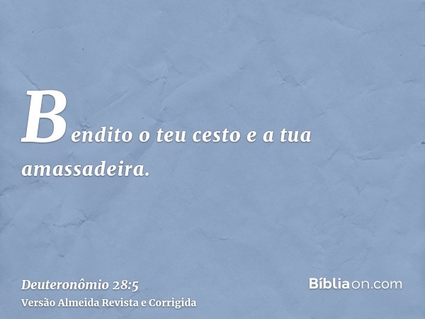 Bendito o teu cesto e a tua amassadeira.