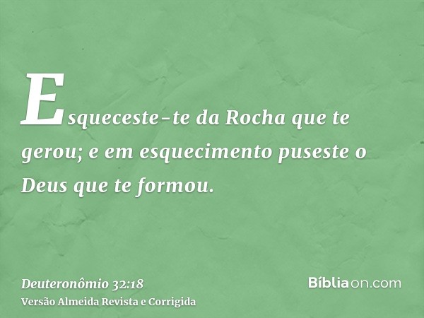 Esqueceste-te da Rocha que te gerou; e em esquecimento puseste o Deus que te formou.