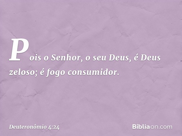 Pois o Senhor, o seu Deus, é Deus zeloso; é fogo consumidor. -- Deuteronômio 4:24