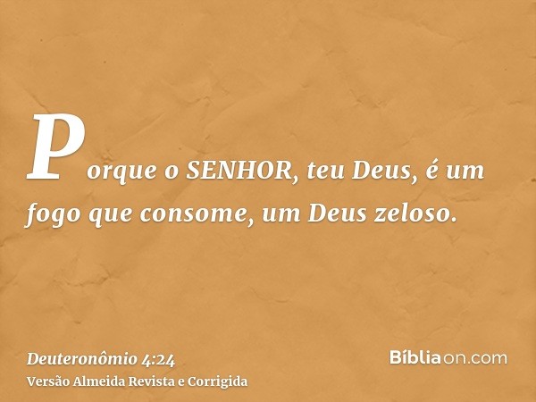 Porque o SENHOR, teu Deus, é um fogo que consome, um Deus zeloso.