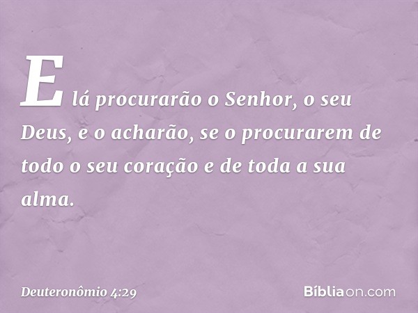 E lá procurarão o Senhor, o seu Deus, e o acharão, se o procurarem de todo o seu coração e de toda a sua alma. -- Deuteronômio 4:29