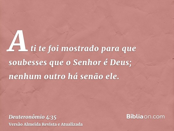 A ti te foi mostrado para que soubesses que o Senhor é Deus; nenhum outro há senão ele.