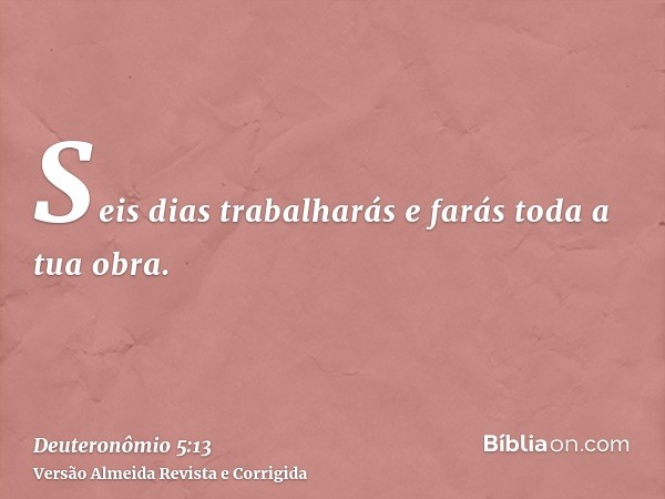 Seis dias trabalharás e farás toda a tua obra.