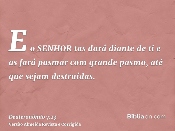 E o SENHOR tas dará diante de ti e as fará pasmar com grande pasmo, até que sejam destruídas.