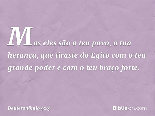 Mas eles são o teu povo, a tua herança, que tiraste do Egito com o teu grande poder e com o teu braço forte. -- Deuteronômio 9:29