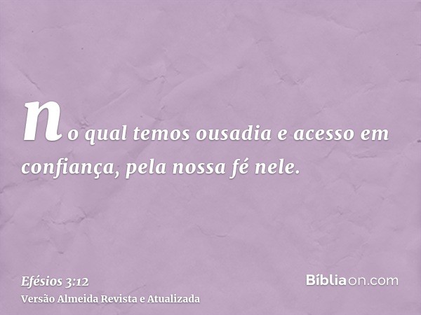 no qual temos ousadia e acesso em confiança, pela nossa fé nele.