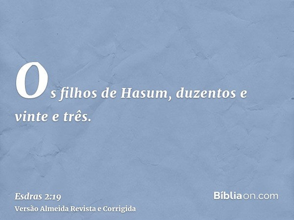 Os filhos de Hasum, duzentos e vinte e três.