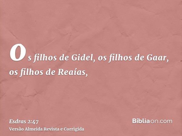 os filhos de Gidel, os filhos de Gaar, os filhos de Reaías,