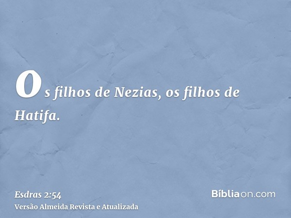 os filhos de Nezias, os filhos de Hatifa.