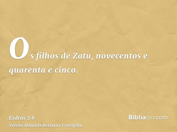 Os filhos de Zatu, novecentos e quarenta e cinco.