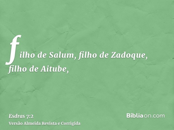 filho de Salum, filho de Zadoque, filho de Aitube,