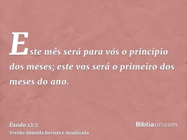 Este mês será para vós o princípio dos meses; este vos será o primeiro dos meses do ano.