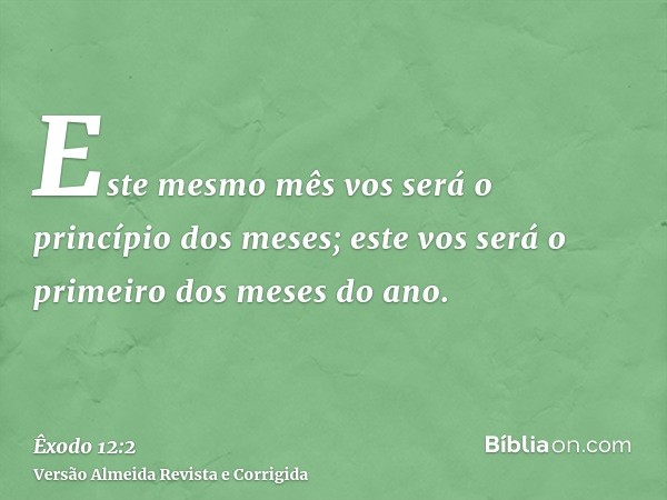 Este mesmo mês vos será o princípio dos meses; este vos será o primeiro dos meses do ano.
