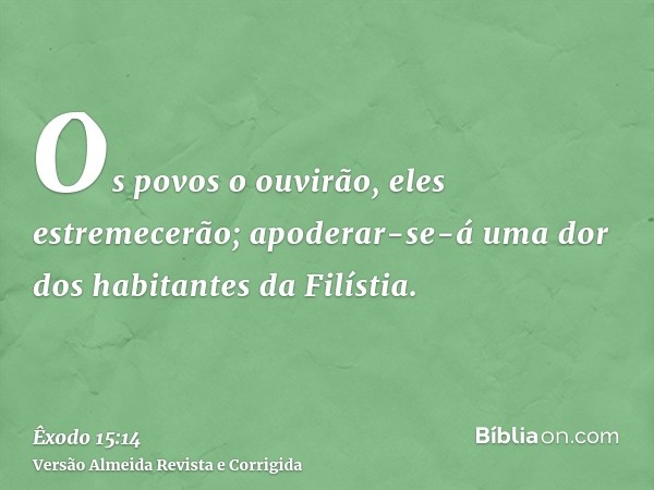 Os povos o ouvirão, eles estremecerão; apoderar-se-á uma dor dos habitantes da Filístia.