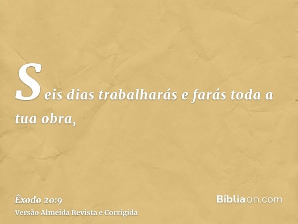 Seis dias trabalharás e farás toda a tua obra,