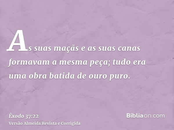 As suas maçãs e as suas canas formavam a mesma peça; tudo era uma obra batida de ouro puro.