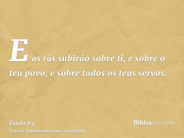 E as rãs subirão sobre ti, e sobre o teu povo, e sobre todos os teus servos.