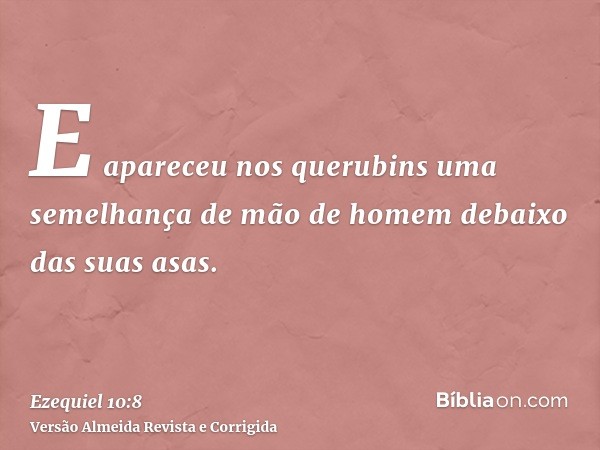 E apareceu nos querubins uma semelhança de mão de homem debaixo das suas asas.