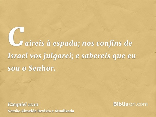 Caireis à espada; nos confins de Israel vos julgarei; e sabereis que eu sou o Senhor.