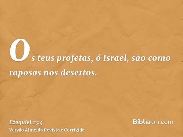 Os teus profetas, ó Israel, são como raposas nos desertos.