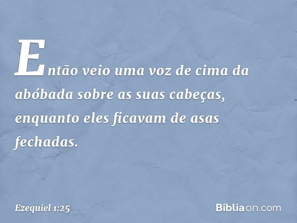 Então veio uma voz de cima da abóbada sobre as suas cabeças, enquanto eles ficavam de asas fechadas. -- Ezequiel 1:25