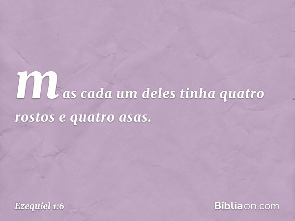 mas cada um deles tinha quatro rostos e quatro asas. -- Ezequiel 1:6