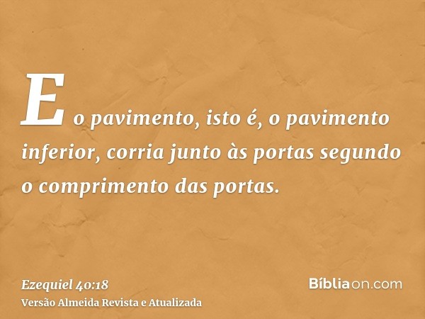 E o pavimento, isto é, o pavimento inferior, corria junto às portas segundo o comprimento das portas.