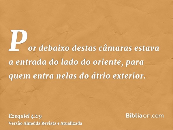 Por debaixo destas câmaras estava a entrada do lado do oriente, para quem entra nelas do átrio exterior.