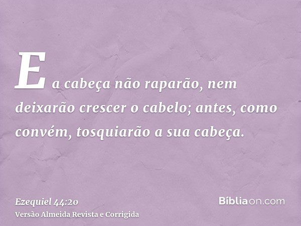 E a cabeça não raparão, nem deixarão crescer o cabelo; antes, como convém, tosquiarão a sua cabeça.