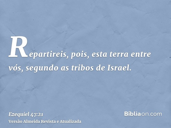 Repartireis, pois, esta terra entre vós, segundo as tribos de Israel.