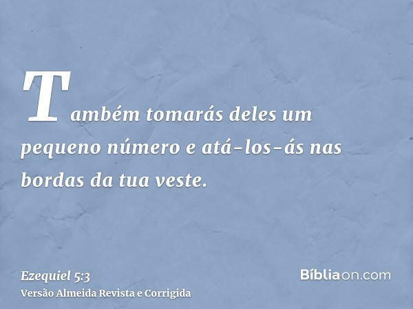Também tomarás deles um pequeno número e atá-los-ás nas bordas da tua veste.
