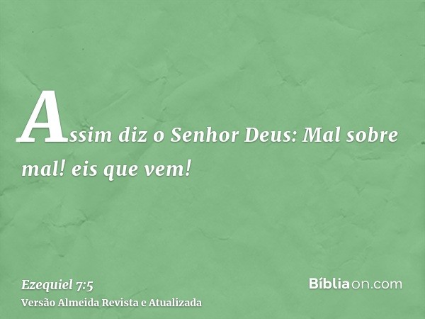 Assim diz o Senhor Deus: Mal sobre mal! eis que vem!