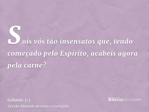 Sois vós tão insensatos que, tendo começado pelo Espírito, acabeis agora pela carne?