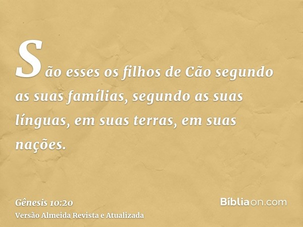 São esses os filhos de Cão segundo as suas famílias, segundo as suas línguas, em suas terras, em suas nações.