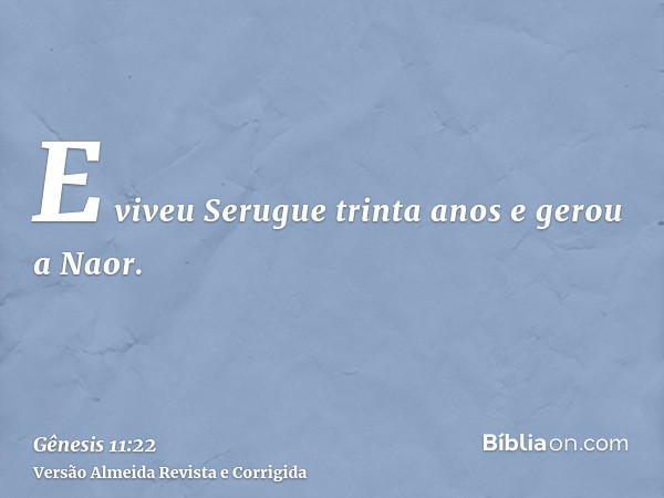 E viveu Serugue trinta anos e gerou a Naor.