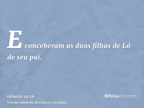 E conceberam as duas filhas de Ló de seu pai.