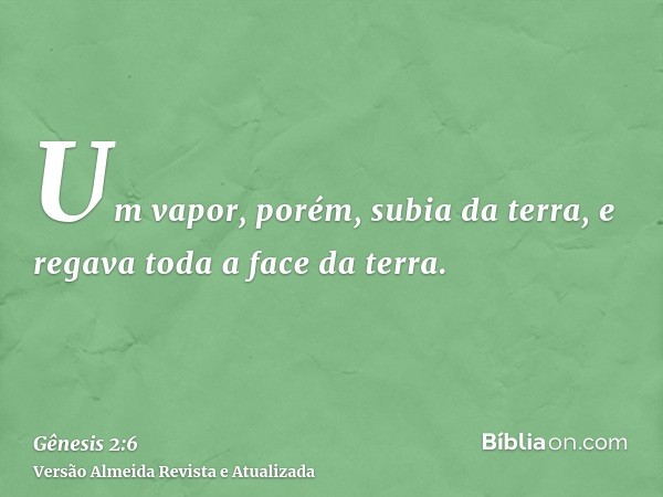 Um vapor, porém, subia da terra, e regava toda a face da terra.