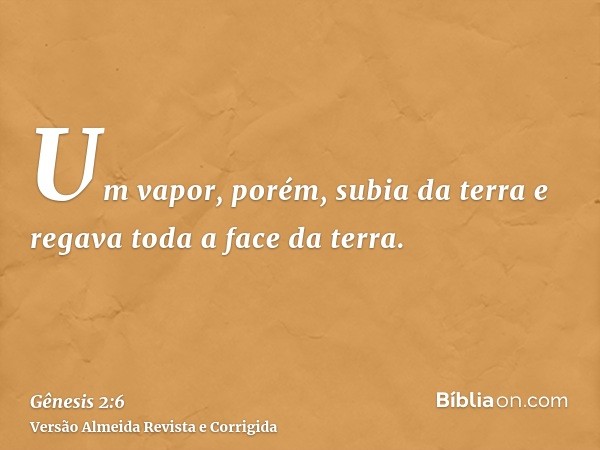 Um vapor, porém, subia da terra e regava toda a face da terra.