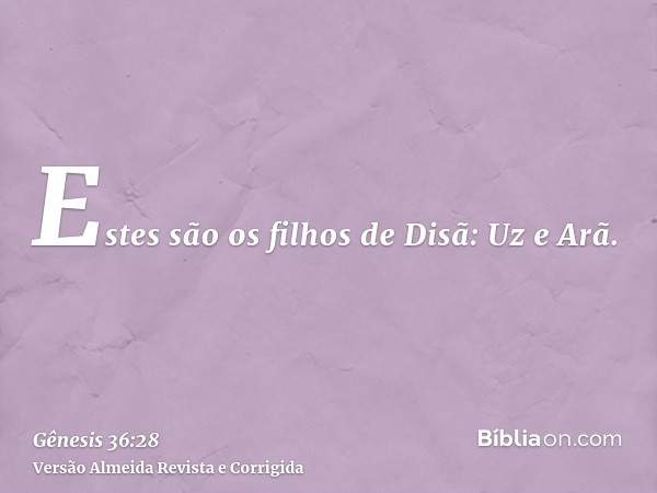 Estes são os filhos de Disã: Uz e Arã.