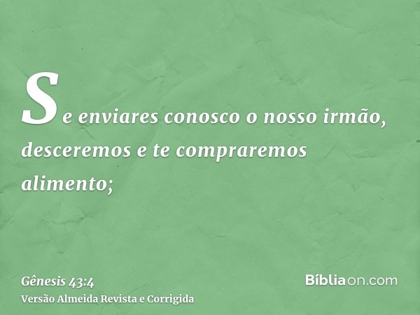 Se enviares conosco o nosso irmão, desceremos e te compraremos alimento;
