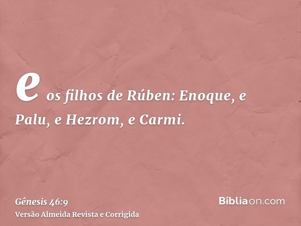e os filhos de Rúben: Enoque, e Palu, e Hezrom, e Carmi.