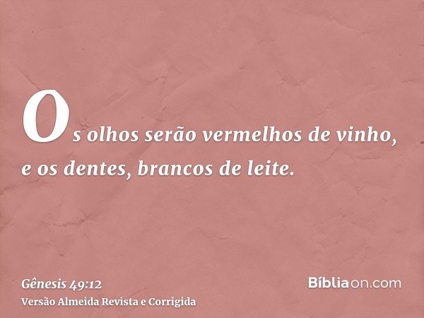 Os olhos serão vermelhos de vinho, e os dentes, brancos de leite.