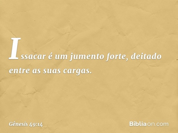 Issacar é um jumento forte,
deitado entre as suas cargas. -- Gênesis 49:14