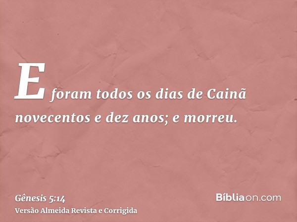E foram todos os dias de Cainã novecentos e dez anos; e morreu.