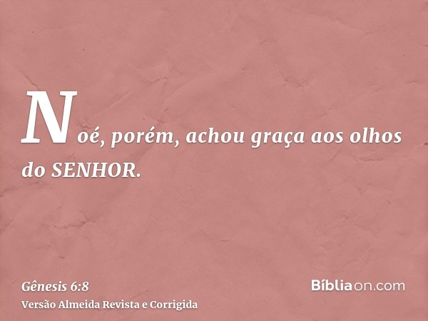Noé, porém, achou graça aos olhos do SENHOR.