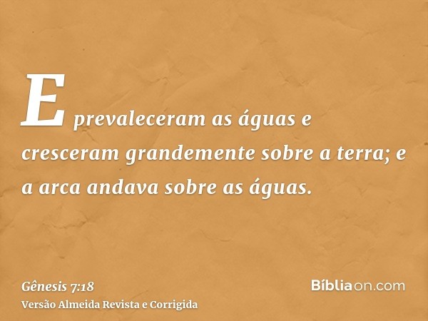 E prevaleceram as águas e cresceram grandemente sobre a terra; e a arca andava sobre as águas.