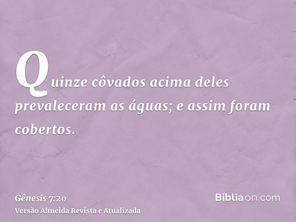 Quinze côvados acima deles prevaleceram as águas; e assim foram cobertos.