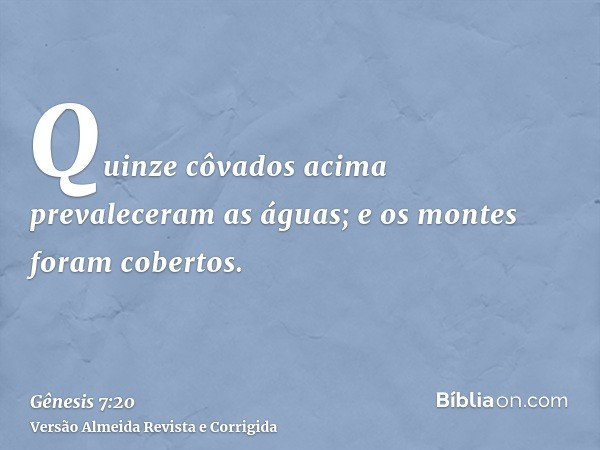 Quinze côvados acima prevaleceram as águas; e os montes foram cobertos.
