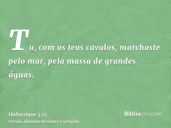 Tu, com os teus cavalos, marchaste pelo mar, pela massa de grandes águas.